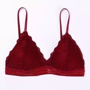 Lace bralette padded red adjustable straps